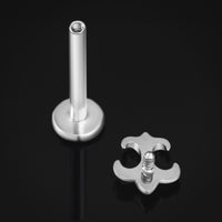 Labret, argent, fleur d'iris, filetage interne, titane, calibre 1,2 mm