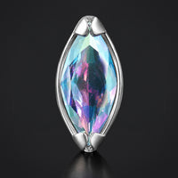 Embout de labret, Argent, Pierre marquise Aurora Borealis, filetage interne, titane