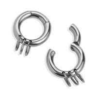 Silver Triple Ring Steel Hoop Ear Hangers - Pair