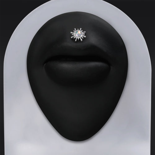 Medusa Stud, Silver, Opal Sparkle Top, Internal Thread, ASTM F-136 Titanium