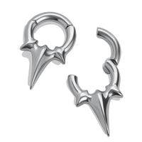 Silver Steel Fang Hoop Ear Hangers - Pair