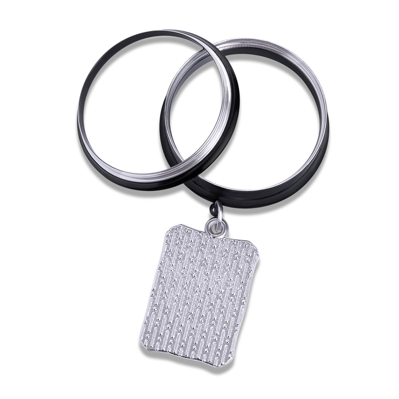 Charm argenté The Sun XIX en acier noir, tunnel d’oreille à double flared à pendants / Plug / jauge