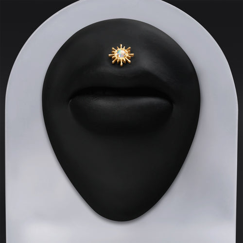 Medusa Stud, Gold, Opal Sparkle Top, Internal Thread, ASTM F-136 Titanium