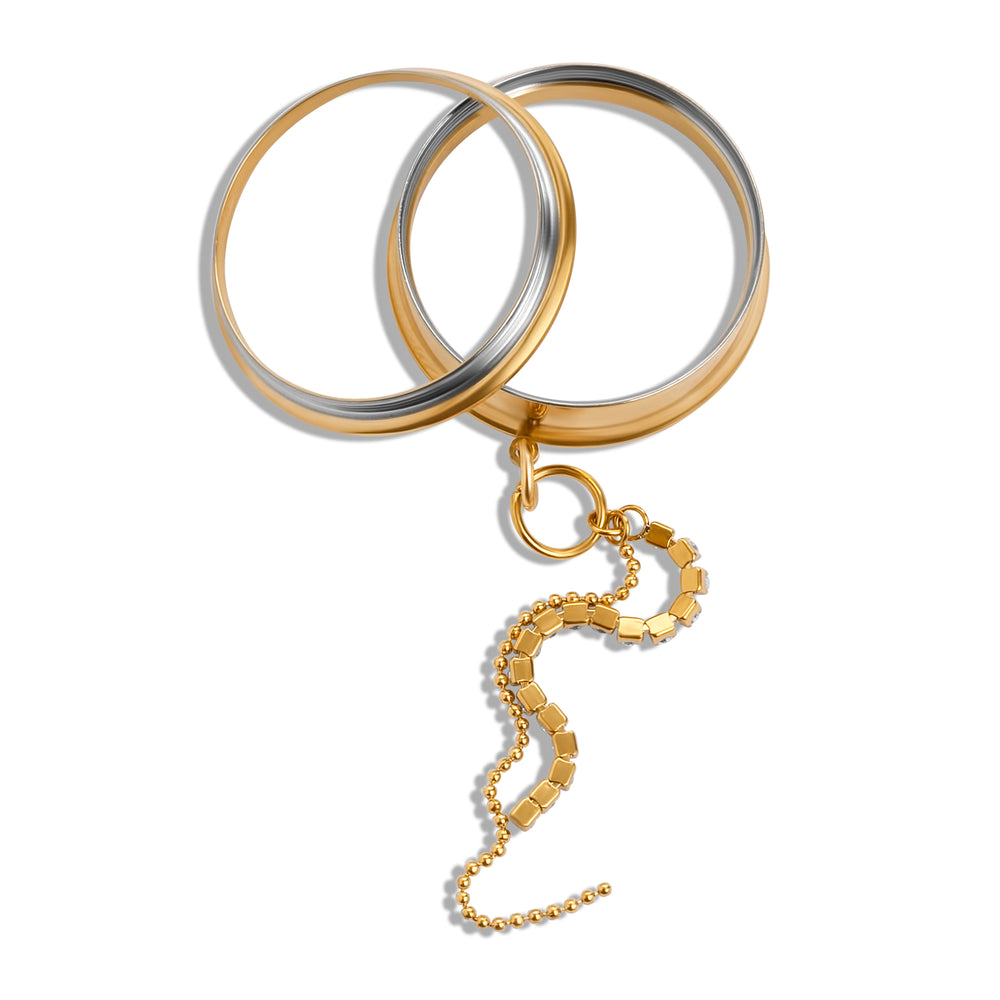 The Celestial Cascade Charm Gold Steel Double Flared Tunnel Dangle / Plug / Gauge