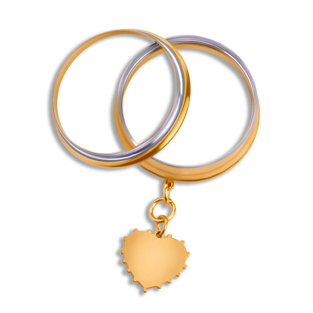 The Golden Gaze Charm Gold Steel Double Flared Tunnel Dangle / Plug / Gauge - Metal Ear Plugs in 6mm (2g) - 30mm (1.18'') Gauge Sizes