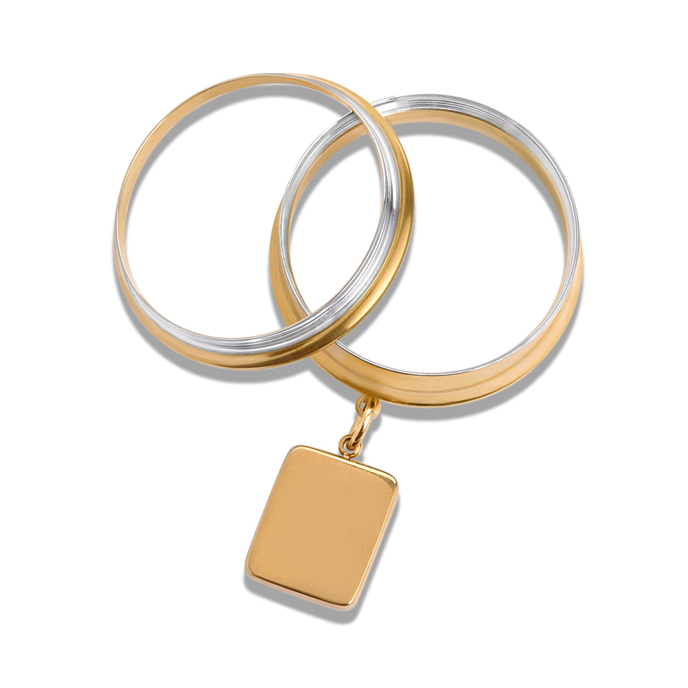The Crescent Charm Gold Steel Double Flared Tunnel Dangle / Plug / Gauge