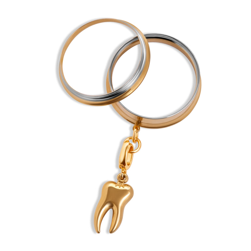 Gold-Stahl Goldener Göttlicher Verfall Charm Doppel-Flare Ohrtunnel / Plug / Gauge