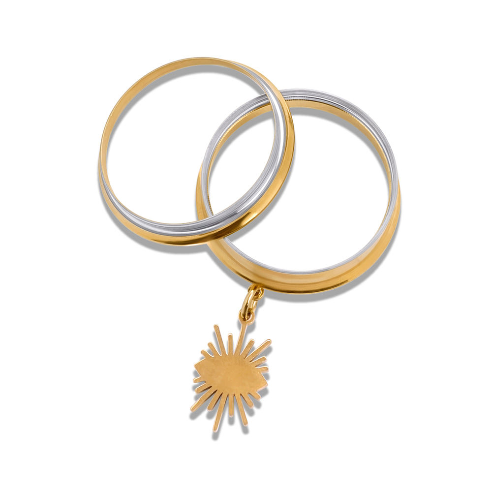 Eye Of Revelation Charm Gold Steel Double Flared Tunnel Dangle / Plug / Gauge
