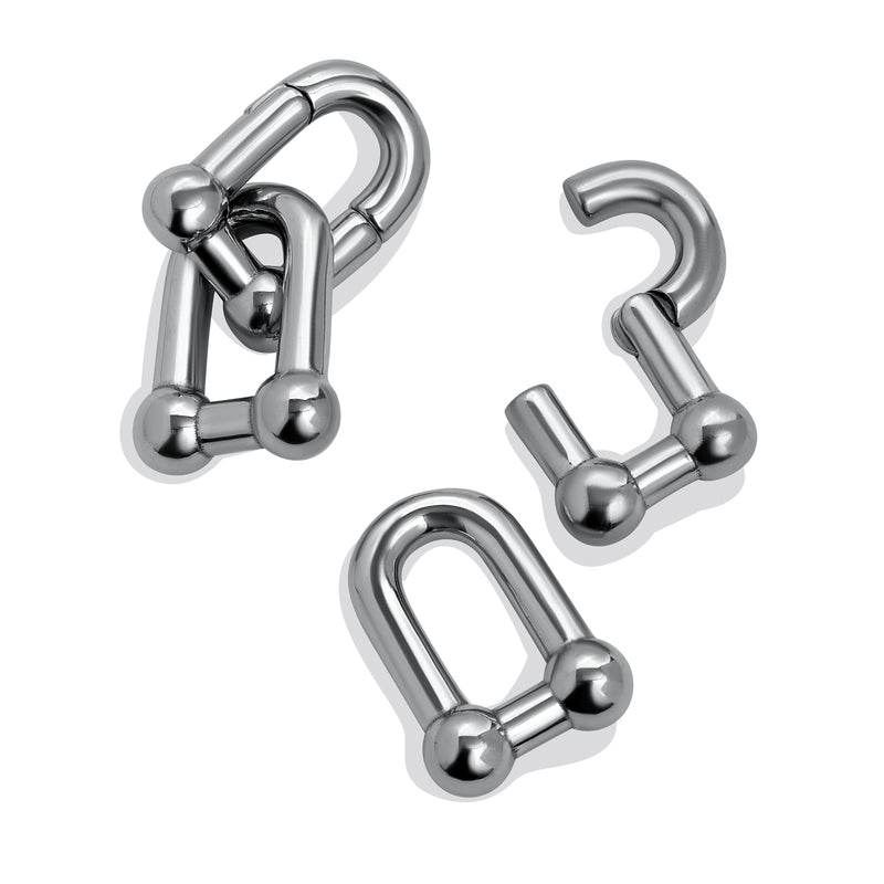 Silver Double Link Steel Hoop Ear Hangers - Pair