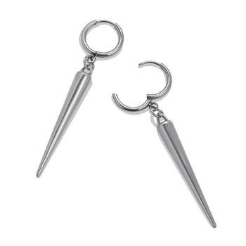 Stud Earrings, Silver, Skeleton Hands, 316L Stainless Steel - Pair