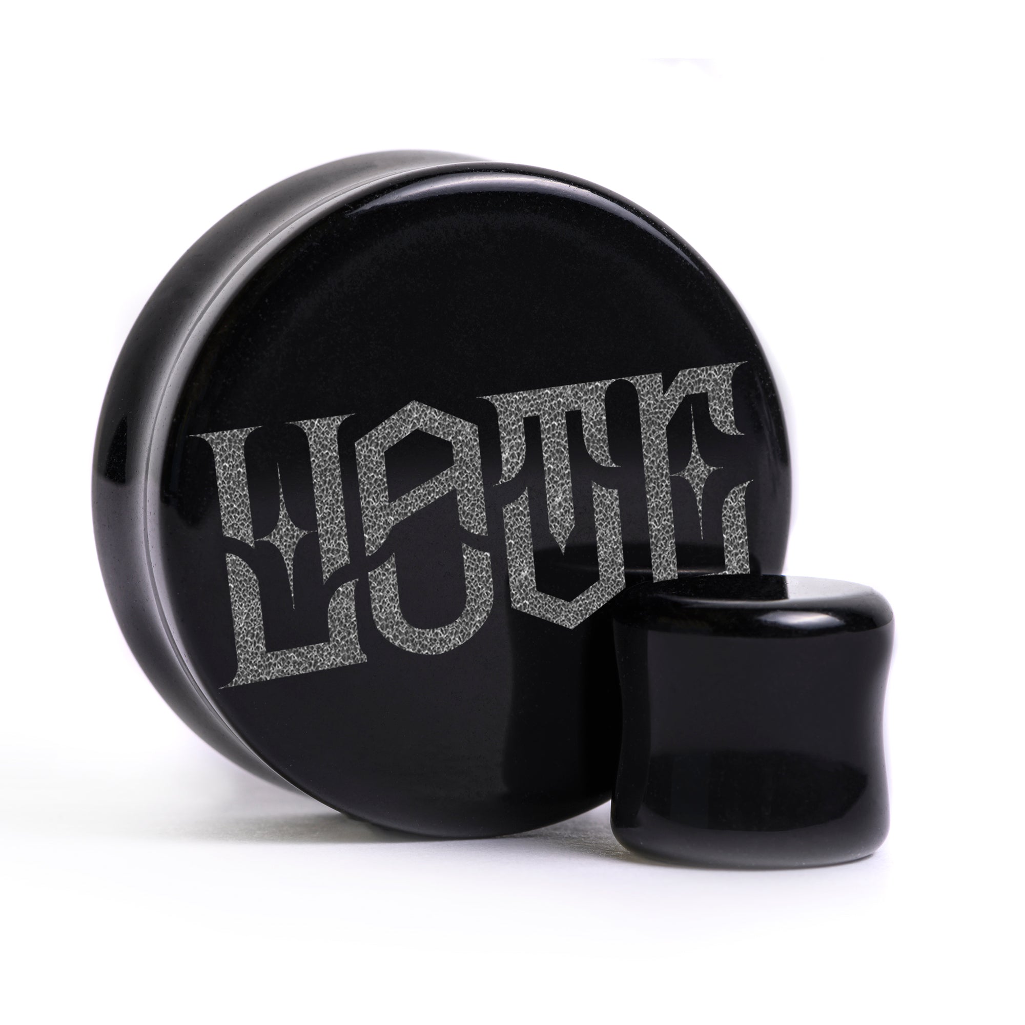 Love Hate Plug / Gauge - Schwarzes Glas | Flach Gesichts-Doppel-Flare