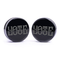 Love Hate Plug / Calibre - Verre noir | Double flare à face plate