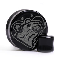 Love Rat Plug / Gauge - Verre noir | Double flare à face plate