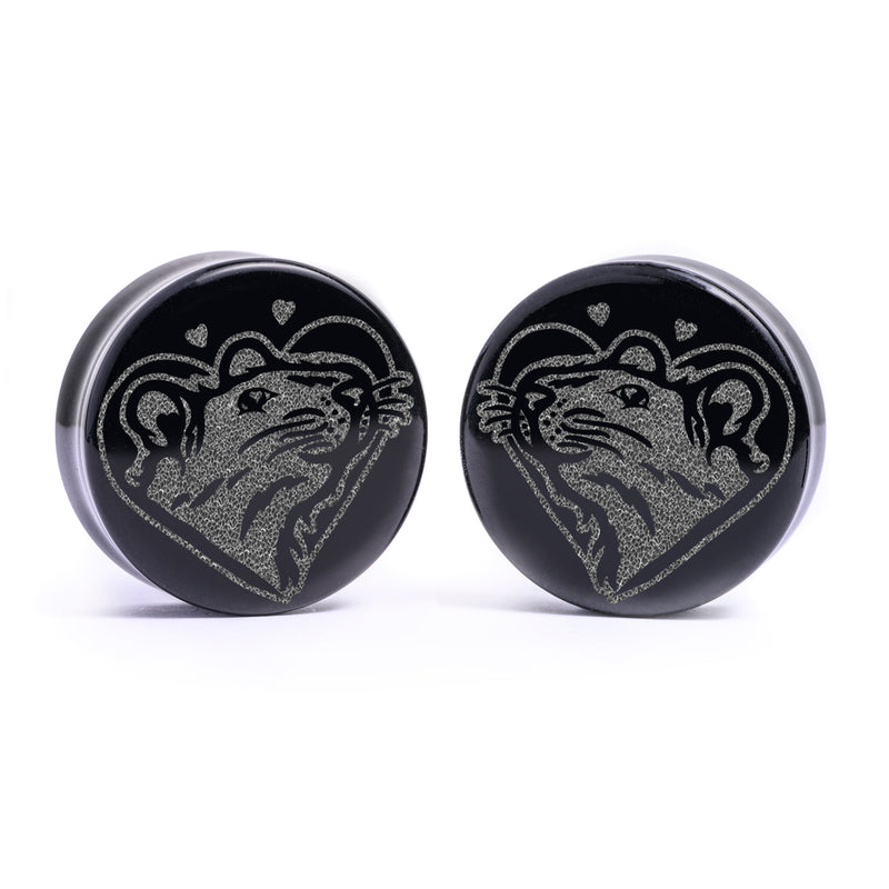 Love Rat Plug / Gauge - Verre noir | Double flare à face plate
