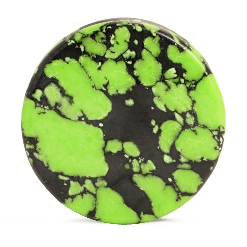 Marble Black & Green Stone Plug / Gauge - Double Flared Synthetic Stone Plugs in 6mm (2g) - 30mm (1.18")
