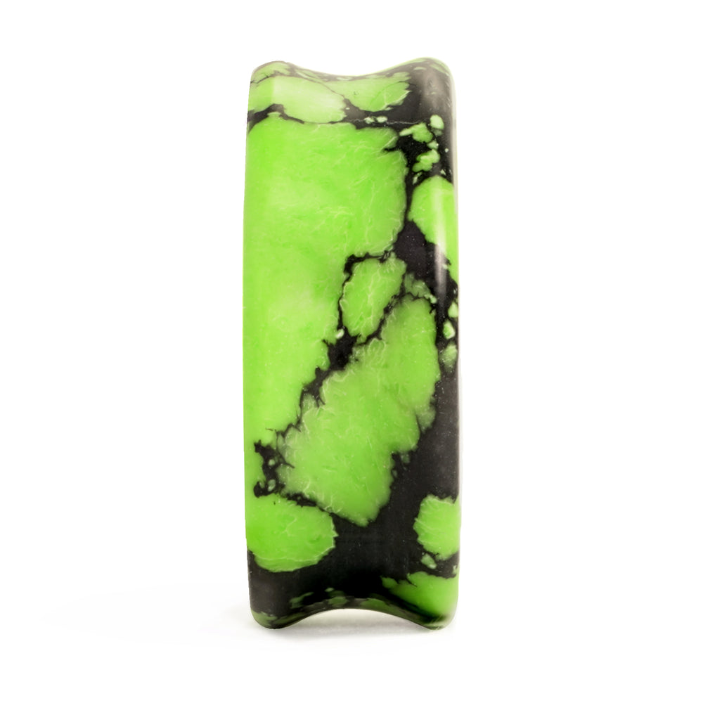 Marble Black & Green Stone Plug / Gauge - Double Flared Synthetic Stone Plugs in 6mm (2g) - 30mm (1.18")