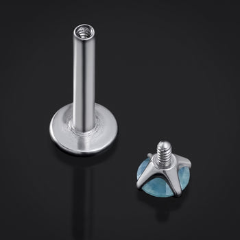 Curved Barbell, Silver, Spiked, Internally Threaded, Titanium