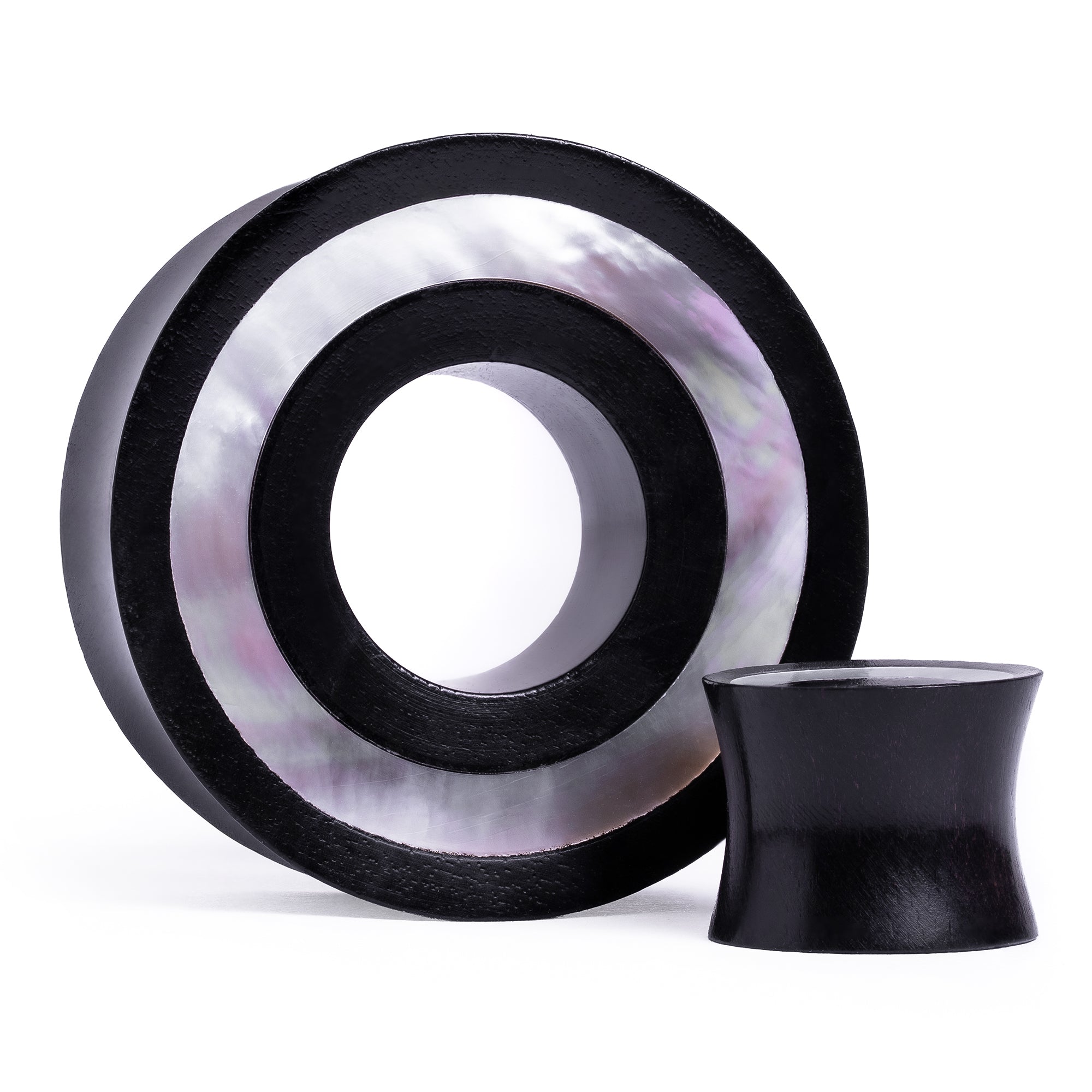 Mother Of Pearl Inlay Black Ebony Wood Ear Tunnel