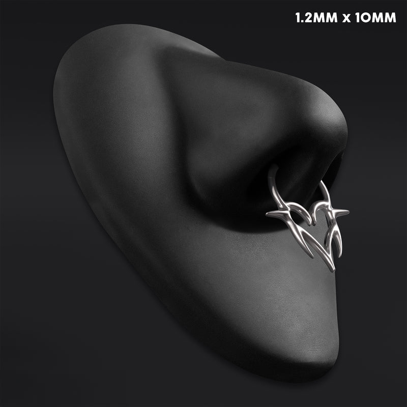 Septum Clicker, Neo Tribal Spiked Heart, ASTM F136 Titanium
