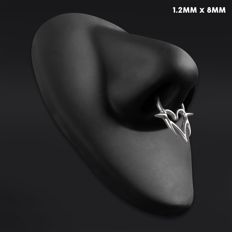 Septum Clicker, Neo Tribal Spiked Heart, ASTM F136 Titanium