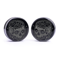 No Way Out Skull Plug / Jauge - Verre noir | Double flare à face plate