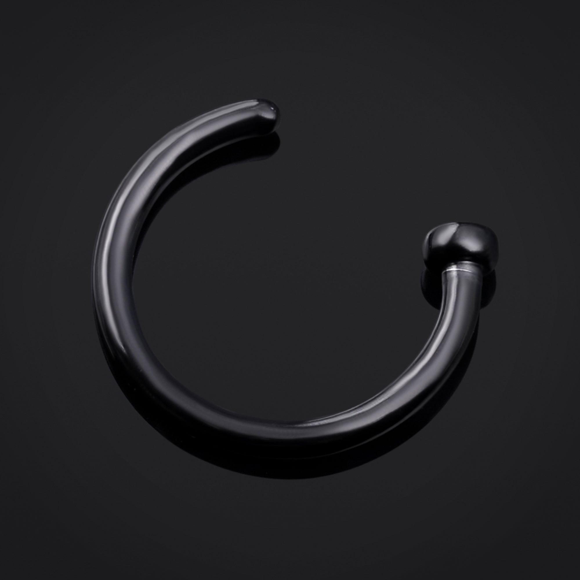 Open Nose Hoop, Black Anodised, Titanium