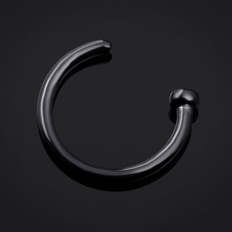 Anneau de nez ouvert, anodisé noir, titane