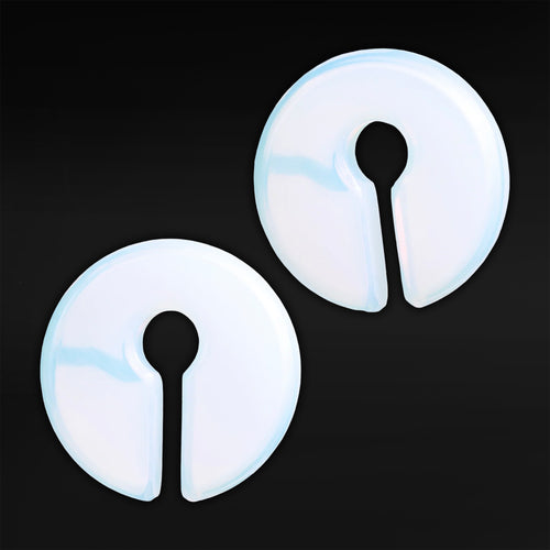 Opalite Glass - Circular Keyhole Ear Weights (Pair)