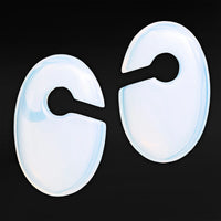 Poids d'oreille trou de serrure ovale en verre opalite - Paire