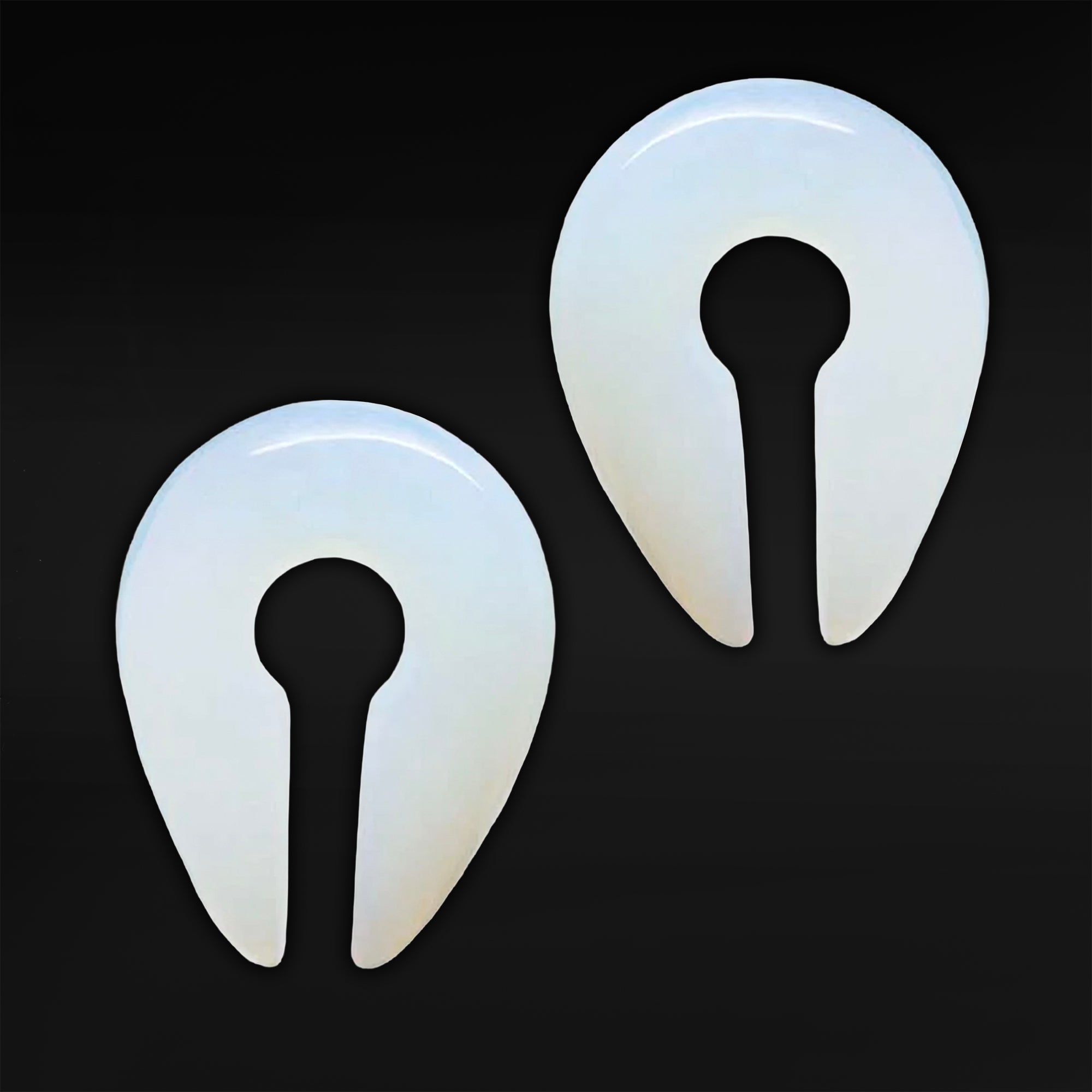 Opalite Glass Pincer Keyhole Ear Weights - Pair
