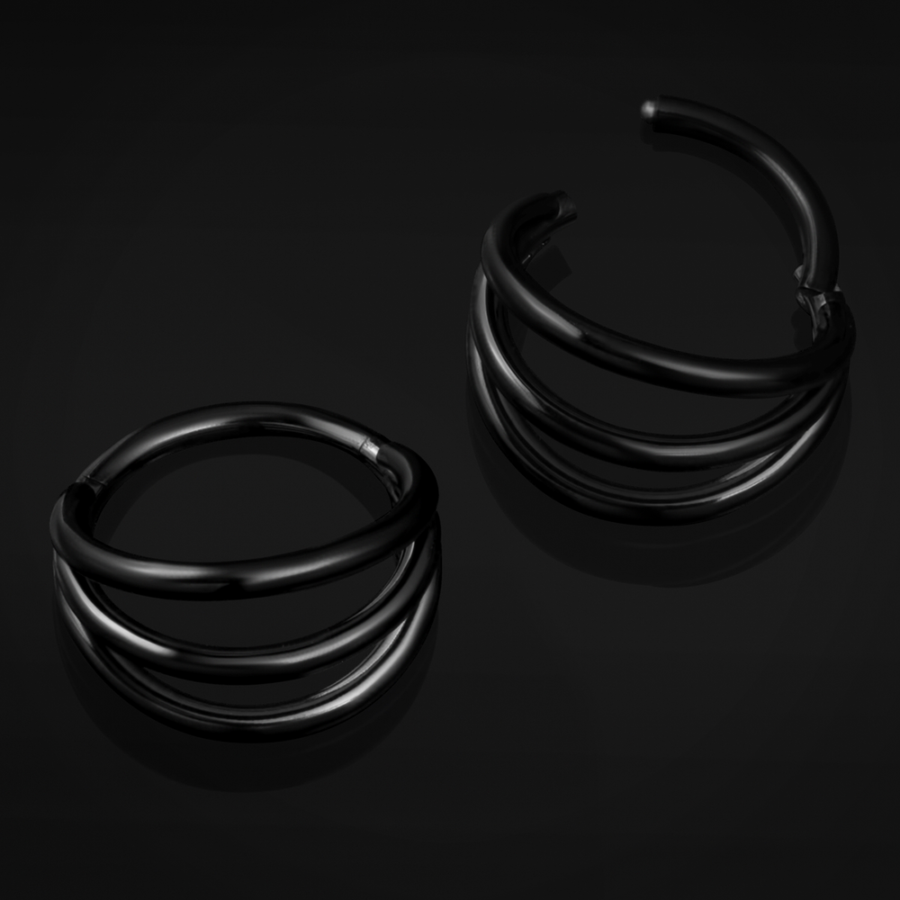 Open gestapelter Septumring, Schwarz, Titan, 1,2mm