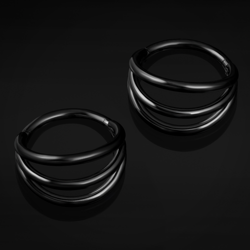 Open Stacked Septum Ring, Black, Titanium, 1.2mm