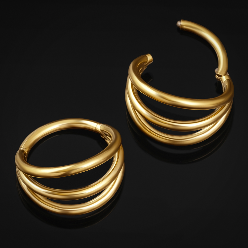 Open gestapelter Septumring, Gold, Titan, 1,2mm