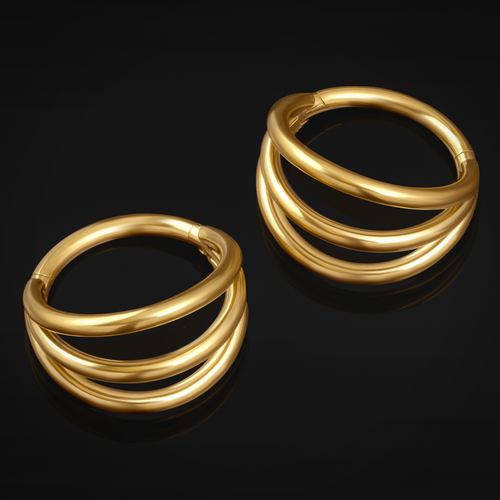 Open Stacked Septum Ring, Gold, Titanium, 1.2mm