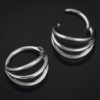 Anneau de septum empilé ouvert, argent, titane, 1.2mm