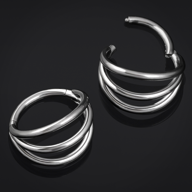 Anneau de septum empilé ouvert, argent, titane, 1.2mm