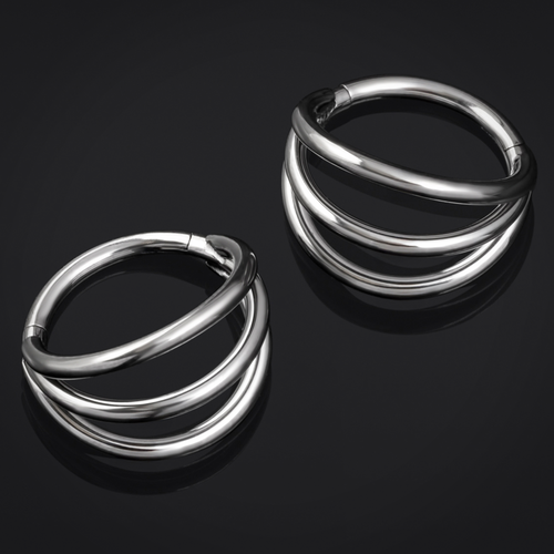 Open Stacked Septum Ring, Silver, Titanium, 1.2mm
