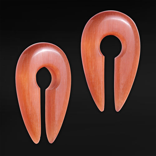 Orange Cats Eye Glass - Pincer Keyhole Ear Weights (Pair)