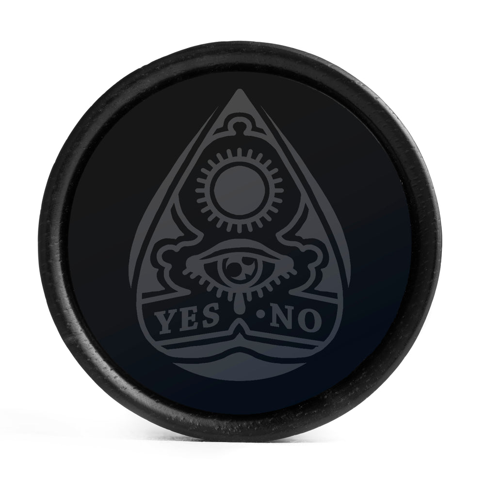 Ouija Planchette Plug / Gauge - Black Inlay Ebony Wood | Convex Double Flare - Lasered To Order In House At Custom Plugs HQ