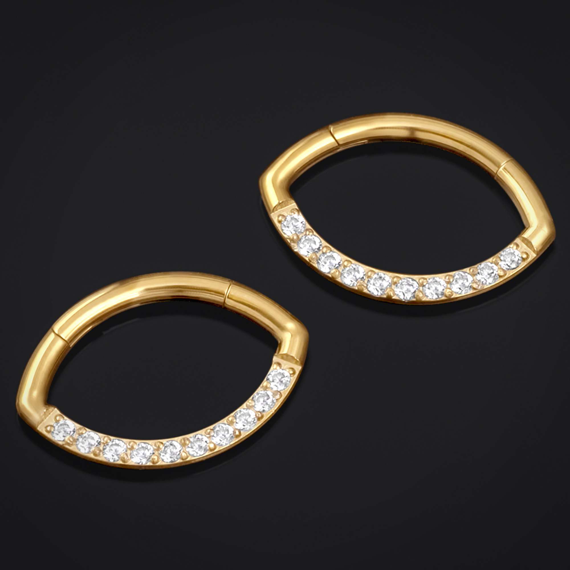 Oval Septum Clicker, Gold, Clear Jewelled, Titanium, 1.2mm
