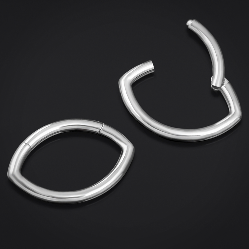 Septum clicker ovale, argent, titane, 1.2mm