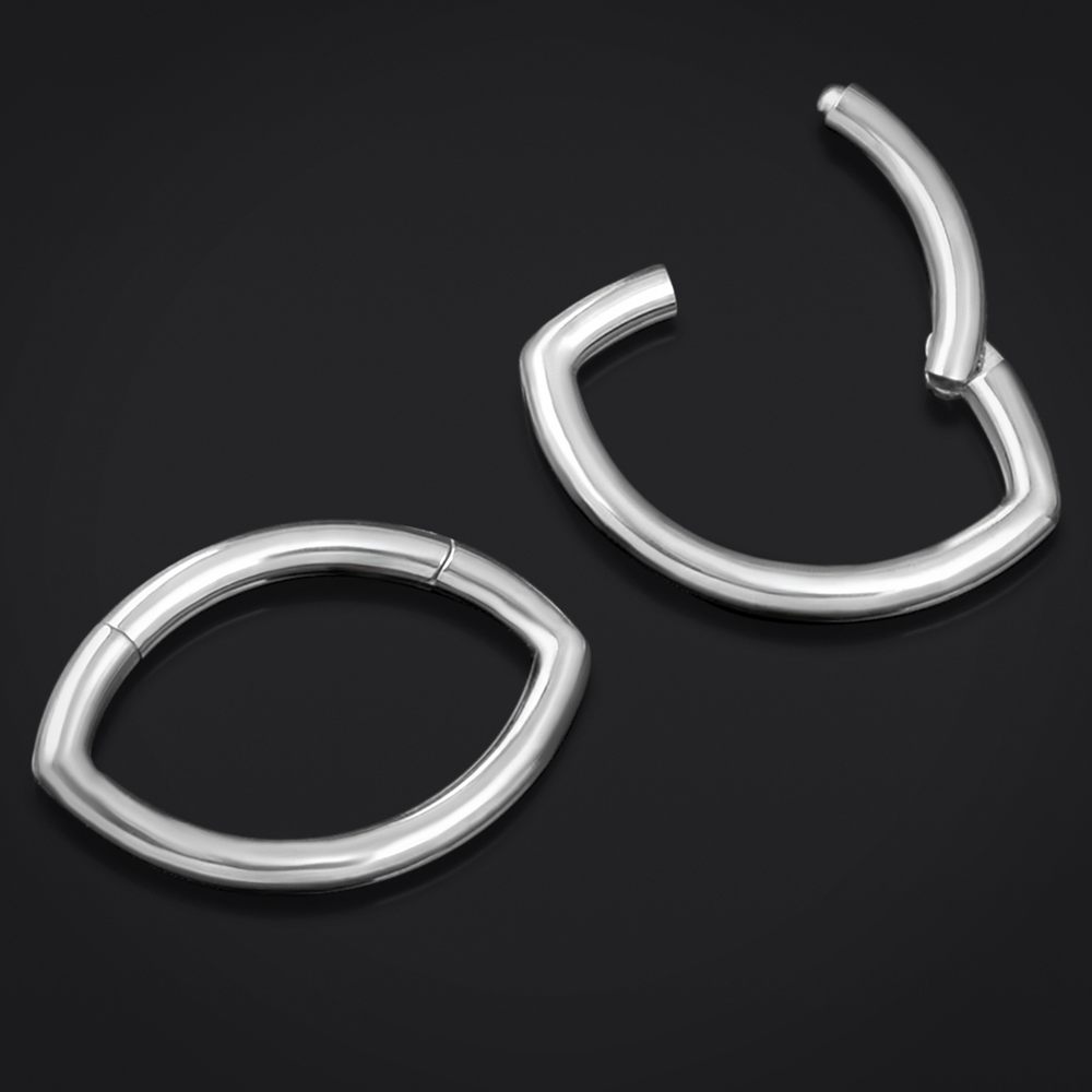 Oval Septum Clicker, Silver, Titanium, 1.2mm - Eye Shaped Septum Ring for Piercings - 8mm/10mm