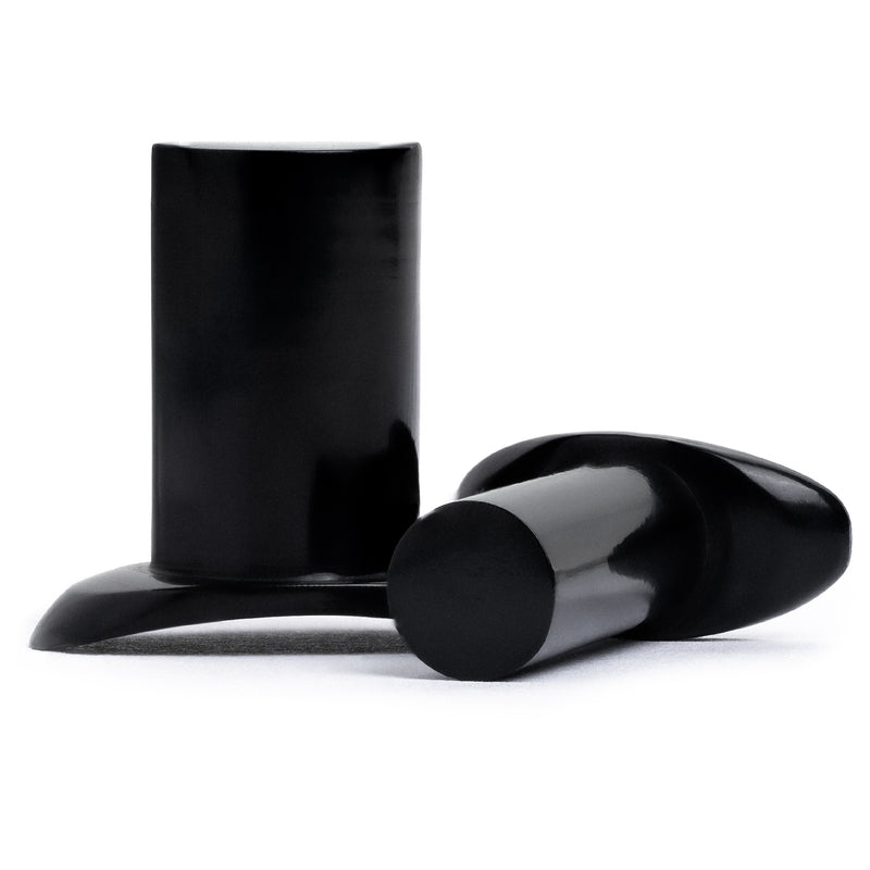 Schwarzer, handgeschnitzter Labret aus Büffelhorn mit T-Back, Stretching Lip Plug