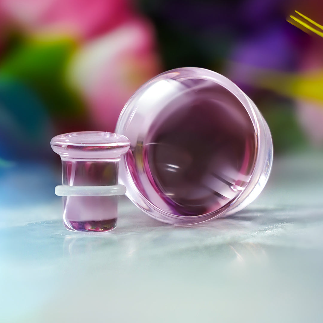 Rosa Opalit Single Flare Glas Plug / Gauge