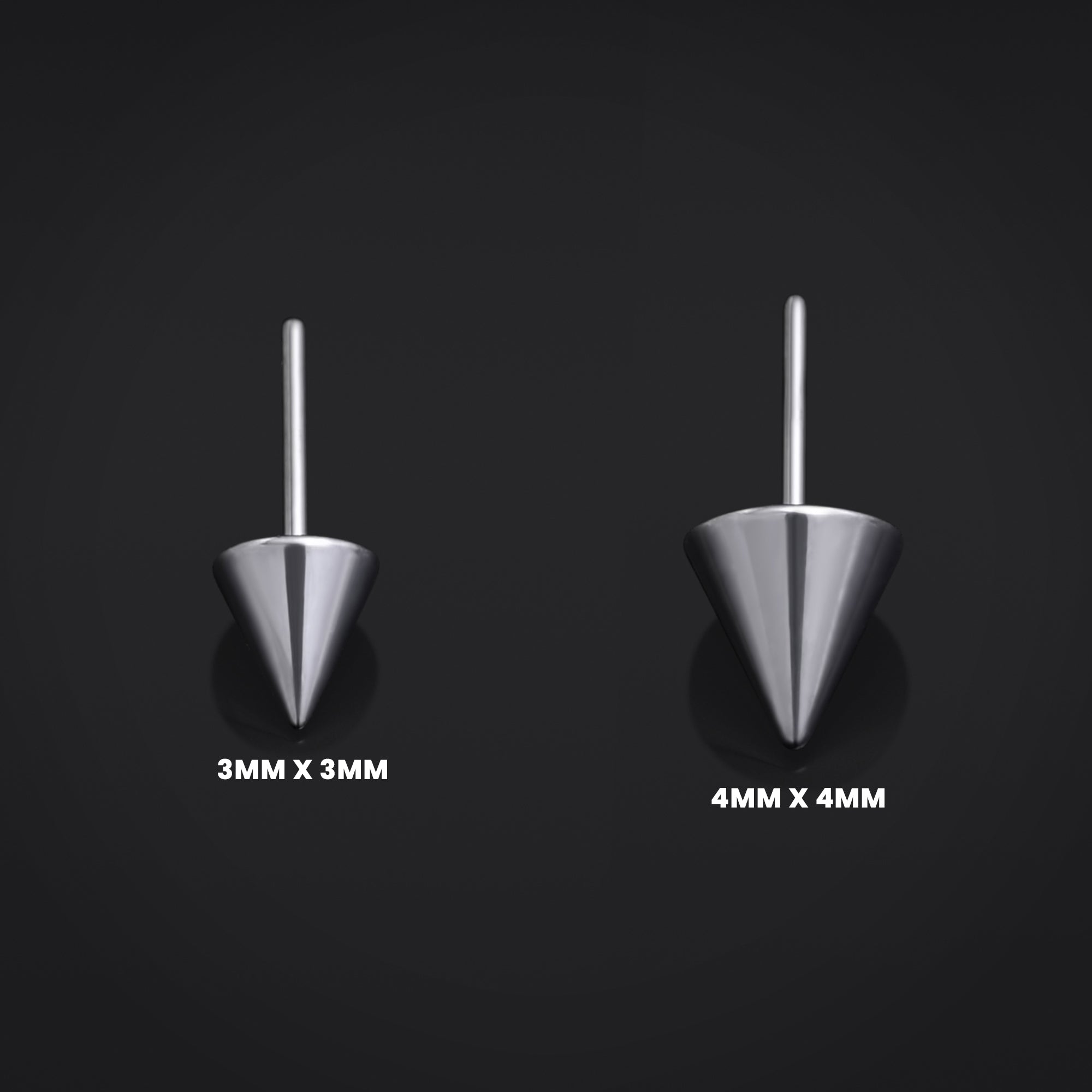 Threadless Titanium Silver Cone, Piercing Top, Labret Top
