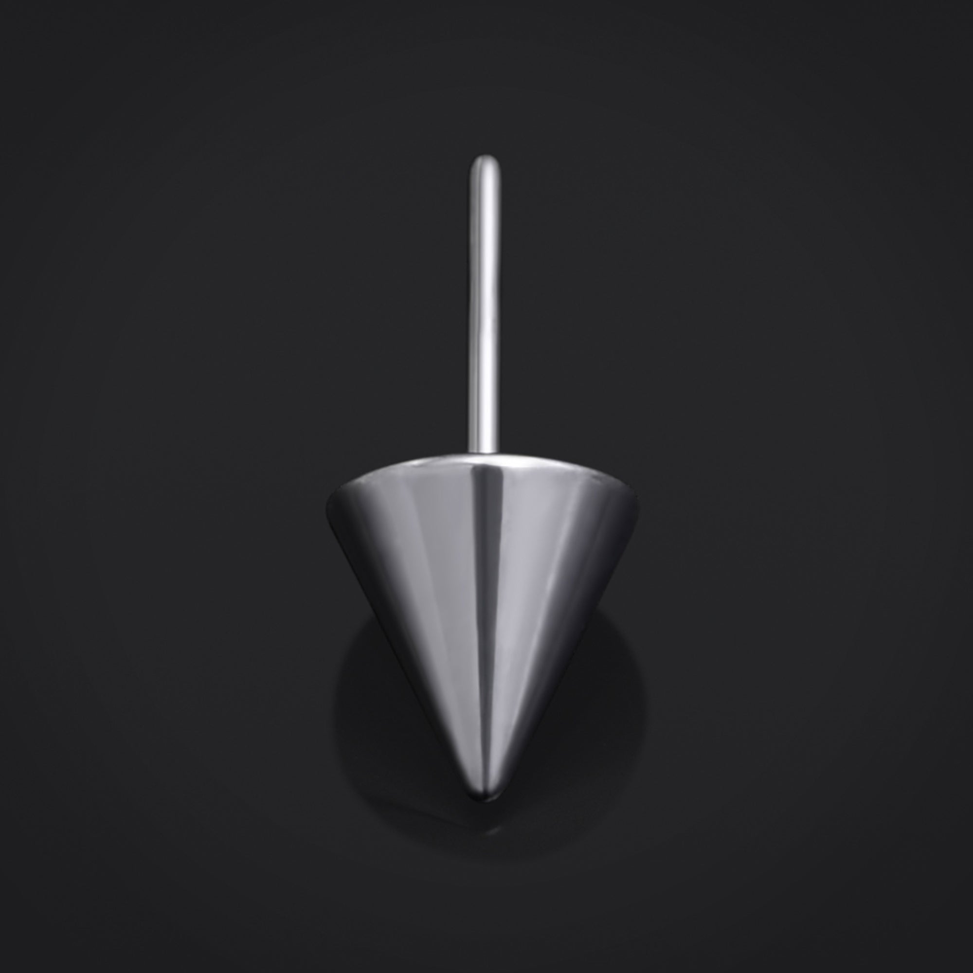 Threadless Titanium Silver Cone, Piercing Top, Labret Top