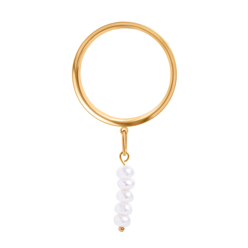 Tunnel d’oreille / Plug / Gauge à double évasement, pendentif en acier doré avec perles The Pearls of Prophecy Charm