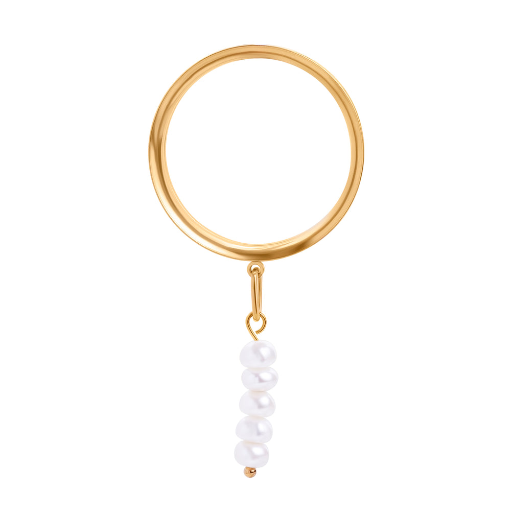 The Pearls Of Prophecy Charm Gold Steel Double Flared Tunnel Dangle / Plug / Gauge - Metal Ear Plugs in 6mm (2g) - 30mm (1.18'') Gauge Sizes
