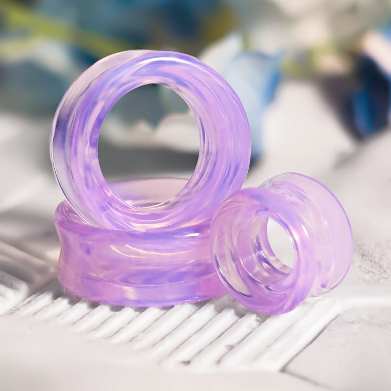Tunnel d'oreille en verre opalite rose