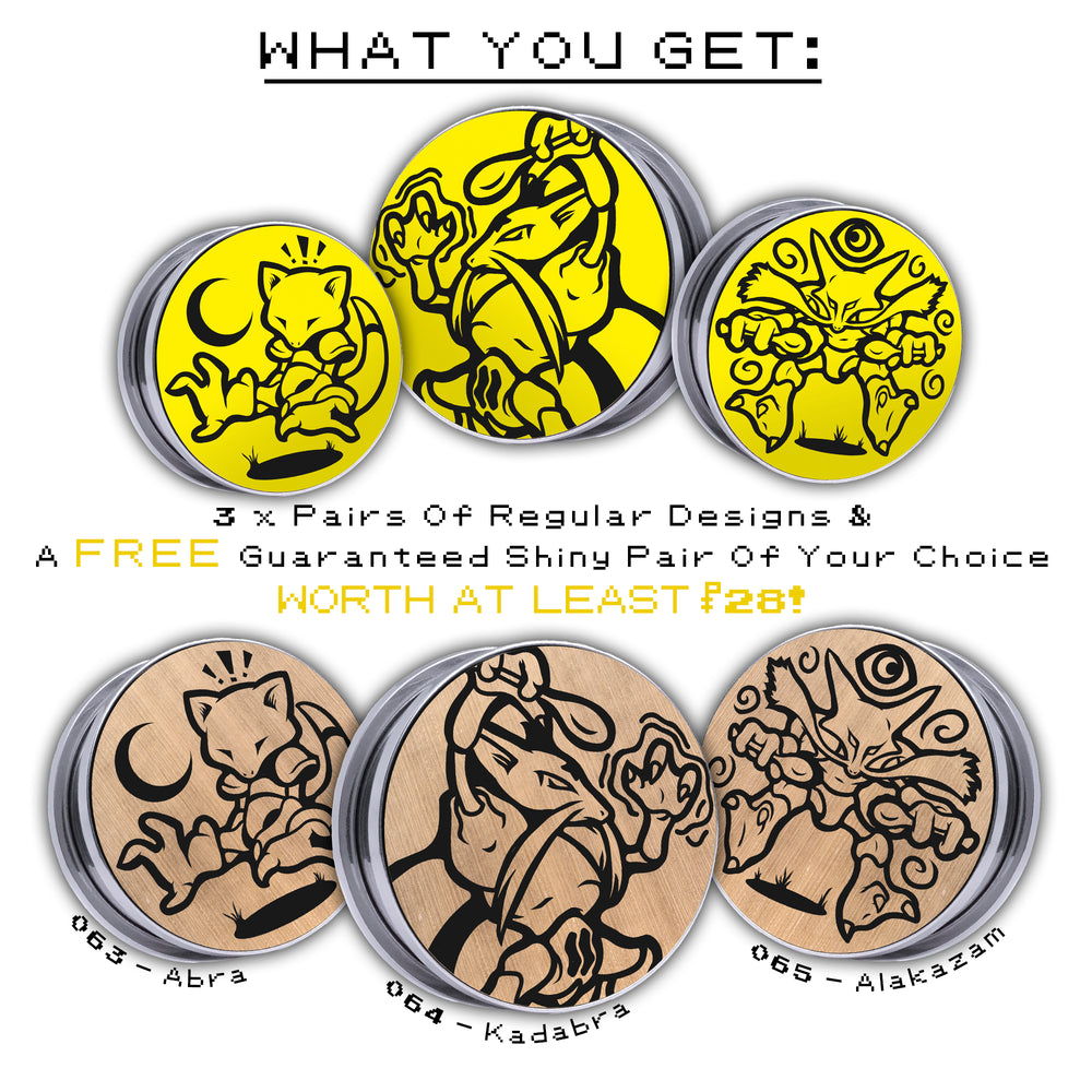 Psychic Pokémon Mega Saving Bundle - Steel Inlays - Lasered To Order In House At Custom Plugs HQ